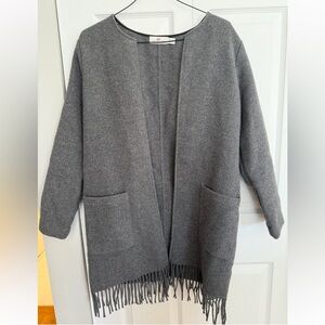 Vineyard Vines Fringe Wool Open Front Jacket - Grey, Size XS